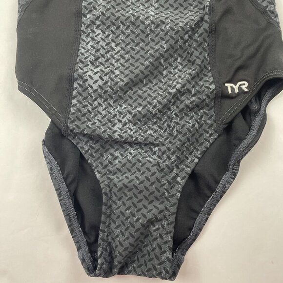 TYR One Piece Swimsuit Women’s Sz 36 Black High Cut Criss Cross Back Straps - Picture 9 of 10